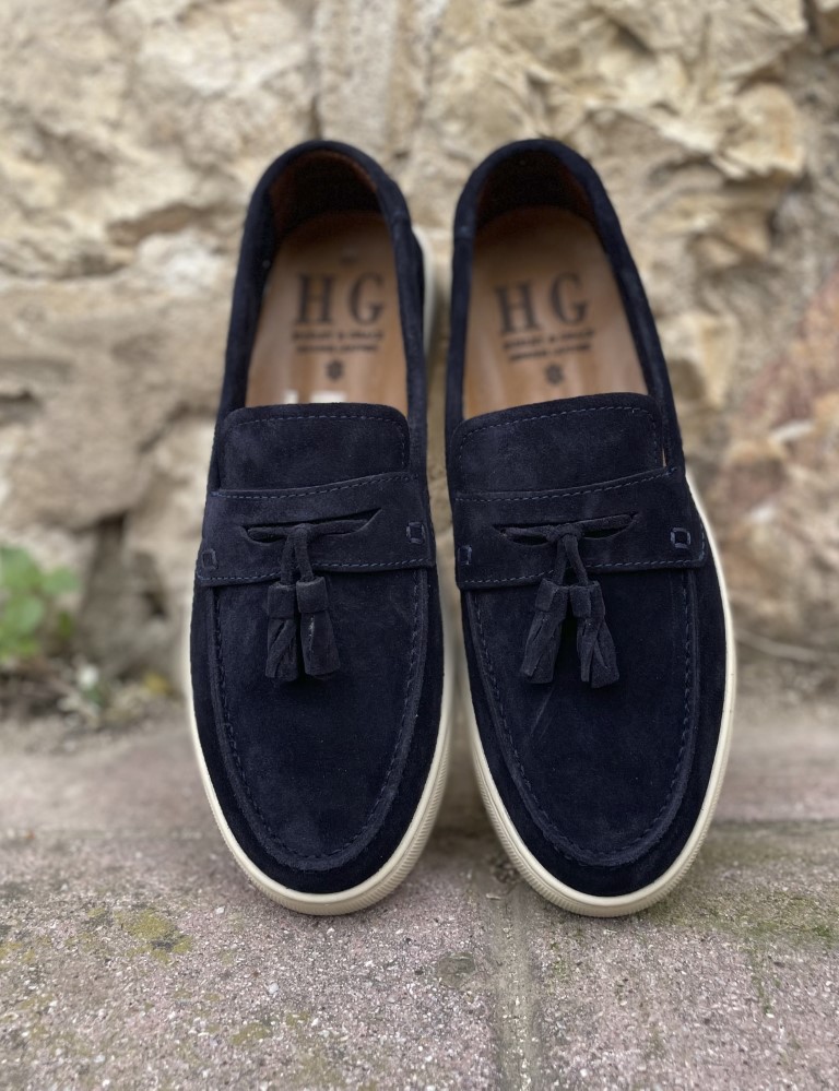 Huxley and Grace ανδρικά μπλε δερμάτινα loafers με tassels HG174191 φωτογραφία